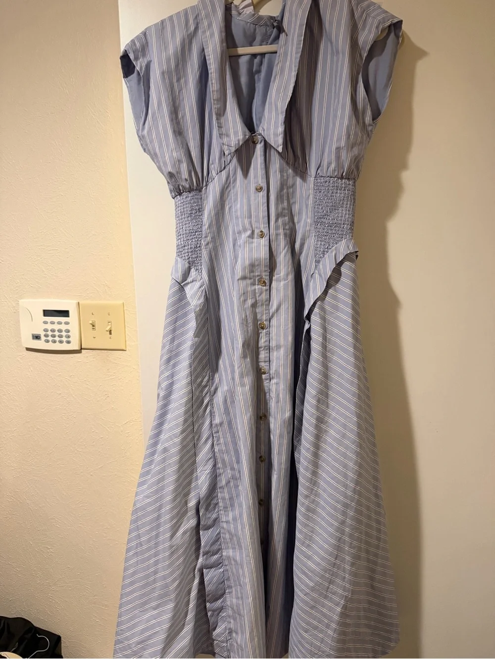 Anthropologie Light Blue Striped Button-Front Maxi Dress - Picture 1 of 1